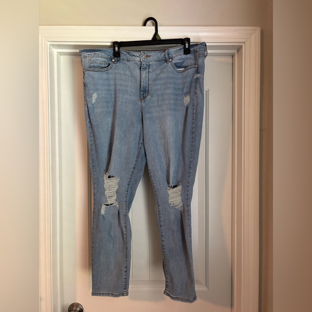 Sofia Vergara Women's Blue Jeans Size 20 Skinny Ankle Blue Wash Fading Creasing